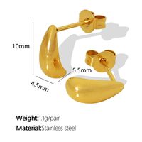 1 Pair Simple Style Water Droplets Plating Titanium Steel 18k Gold Plated Ear Studs main image 3