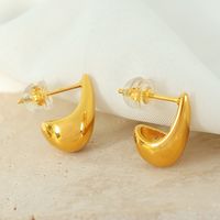 1 Pair Simple Style Water Droplets Plating Titanium Steel 18k Gold Plated Ear Studs main image 7