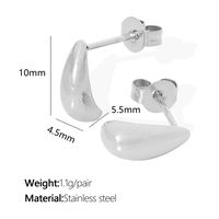1 Pair Simple Style Water Droplets Plating Titanium Steel 18k Gold Plated Ear Studs main image 2