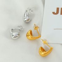 1 Pair Simple Style Water Droplets Plating Titanium Steel 18k Gold Plated Ear Studs main image 1