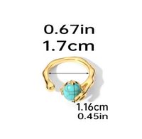 Retro Color Block Natural Stone Copper Plating Inlay Turquoise 18k Gold Plated Open Rings main image 2