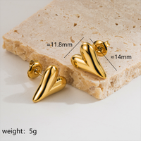 1 Pair Casual Simple Style Classic Style Heart Shape Plating Three-dimensional Stainless Steel 18k Gold Plated Ear Studs main image 2