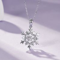 Sterling Silber Einfacher Stil Schneeflocke GRA Überzug Inlay Moissanit Halskette main image 3