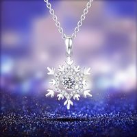 Sterling Silver Simple Style Snowflake GRA Plating Inlay Moissanite Necklace main image 1
