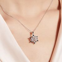 Sterling Silver Simple Style Snowflake GRA Plating Inlay Moissanite Necklace main image 7
