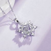 Sterling Silver Simple Style Snowflake GRA Plating Inlay Moissanite Necklace main image 6