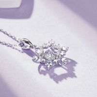 Sterling Silver Simple Style Snowflake GRA Plating Inlay Moissanite Necklace main image 5