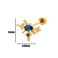 1 Piece Ear Cartilage Rings & Studs Simple Style Square Moon 316 Stainless Steel  Plating Inlay Zircon sku image 6