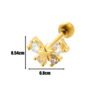 1 Piece Ear Cartilage Rings & Studs Simple Style Square Moon 316 Stainless Steel  Plating Inlay Zircon sku image 7
