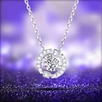 Sterling Silver Simple Style Round GRA Plating Inlay Moissanite Pendant Necklace main image 1