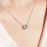 Sterling Silver Simple Style Round GRA Plating Inlay Moissanite Pendant Necklace main image 7