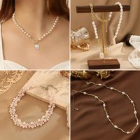 Elegant Round Freshwater Pearl Copper Beaded Necklace main image 1