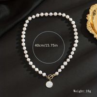 Elegant Round Freshwater Pearl Copper Beaded Necklace sku image 3