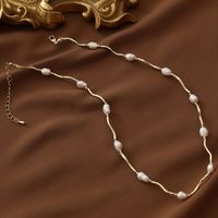 Elegant Round Freshwater Pearl Copper Beaded Necklace main image 5