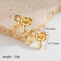 1 Pair Elegant Simple Style Classic Style Bow Knot Plating Stainless Steel 18k Gold Plated Ear Studs main image 2