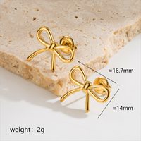 1 Pair Elegant Simple Style Classic Style Bow Knot Plating Stainless Steel 18k Gold Plated Ear Studs sku image 3