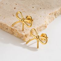 1 Pair Elegant Simple Style Classic Style Bow Knot Plating Stainless Steel 18k Gold Plated Ear Studs main image 3