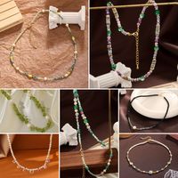 Elegant Solid Color Artificial Crystal Natural Stone Freshwater Pearl Beaded Necklace main image 1