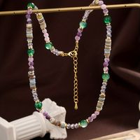 Elegant Einfarbig Künstlicher Kristall Ein Naturstein Süßwasserperle Perlen Halskette main image 7