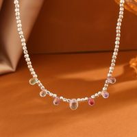 Elegant Einfarbig Künstlicher Kristall Ein Naturstein Süßwasserperle Perlen Halskette main image 8