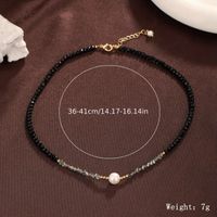Elegant Solid Color Artificial Crystal Natural Stone Freshwater Pearl Beaded Necklace sku image 1
