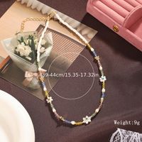 Elegant Solid Color Artificial Crystal Natural Stone Freshwater Pearl Beaded Necklace sku image 2