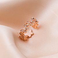 Wholesale Simple Style Butterfly Copper Plating Inlay Zircon Open Rings main image 5