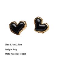 1 Paar Ig-stil Herzform Überzug Inlay Kupfer Juwel Vergoldet Ohrstecker main image 2