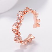 Wholesale Simple Style Butterfly Copper Plating Inlay Zircon Open Rings sku image 3