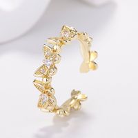 Wholesale Simple Style Butterfly Copper Plating Inlay Zircon Open Rings sku image 2