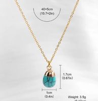 Vacation Water Droplets Turquoise  Copper Plating Inlay Natural Stone Gold Plated Pendant Necklace main image 2