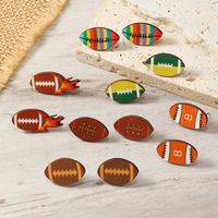 1 Pair Sports Rugby Painted Wood Ear Studs main image 1