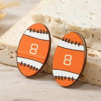 1 Pair Sports Rugby Painted Wood Ear Studs main image 4