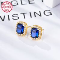 1 Pair Elegant Rectangle Plating Inlay Sterling Silver Zircon Ear Studs main image 4