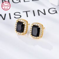 1 Pair Elegant Rectangle Plating Inlay Sterling Silver Zircon Ear Studs main image 5