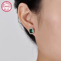 1 Pair Elegant Rectangle Plating Inlay Sterling Silver Zircon Ear Studs main image 7