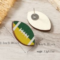 1 Pair Sports Rugby Painted Wood Ear Studs sku image 2