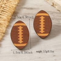 1 Pair Sports Rugby Painted Wood Ear Studs sku image 3