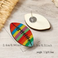 1 Pair Sports Rugby Painted Wood Ear Studs sku image 4