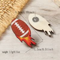 1 Pair Sports Rugby Painted Wood Ear Studs sku image 6