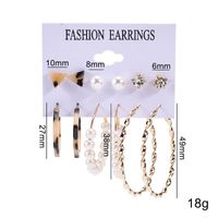 1 Set 6 Pairs IG Style Leopard Plating Inlay Alloy Acetic Acid Sheets Pearl Ear Studs main image 2