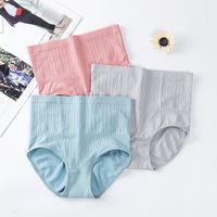 Solid Color High Waist Briefs Panties main image 3