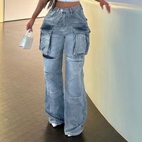 امرأة غير رسمي اليومي ملابس الشارع اللون الصامد مكتمل الطول جينز main image 1