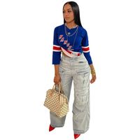 امرأة غير رسمي اليومي ملابس الشارع اللون الصامد مكتمل الطول جينز main image 5