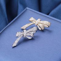 Elegant Simple Style Bow Knot Copper Plating Inlay Zircon Women's Brooches main image 1