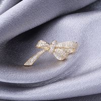 Elegant Simple Style Bow Knot Copper Plating Inlay Zircon Women's Brooches main image 4