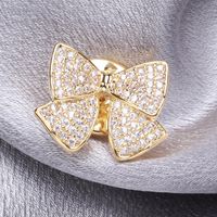 Elegant Glam Bow Knot Copper Plating Inlay Zircon Women's Brooches main image 4