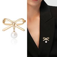 Elegant Simple Style Bow Knot Alloy Plating Inlay Artificial Pearls Women's Brooches main image 3