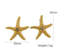 1 Pair Tropical Simple Style Starfish Plating Inlay 304 Stainless Steel Zircon 14K Gold Plated Ear Studs main image 2