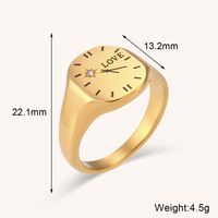 Stainless Steel Simple Style Letter Clock Plating Inlay Zircon Rings sku image 2